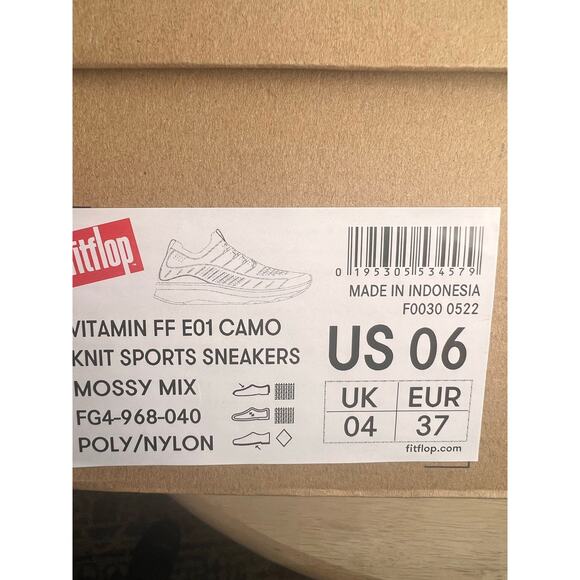 FitFlop Camo Knit Lace Up Sneakers Tan Lightweight Walking Shoes New in Box - Picture 7 of 7